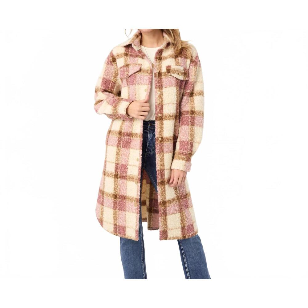 NEW COCO + CARMEN ella colorblock shacket in dusty rose/tan
